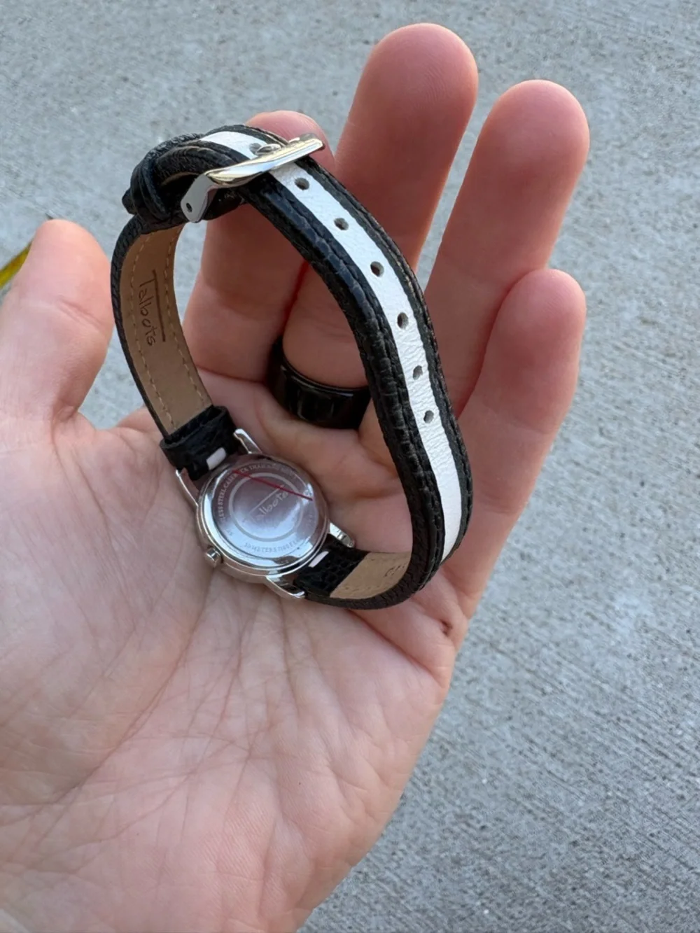 TALBOTS WOMENS WHITE AND BLACK STRIPED WATCH